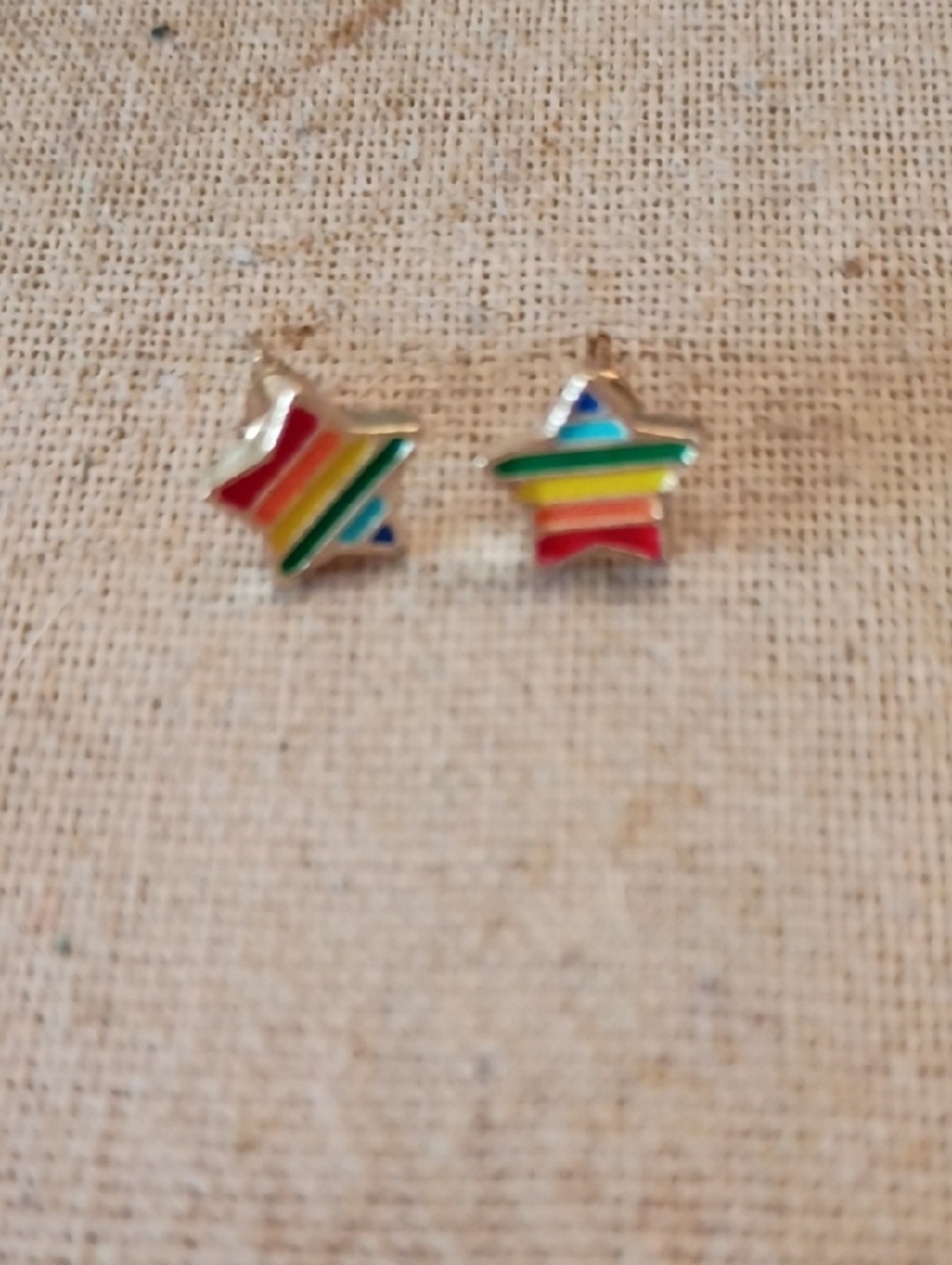 Clearance Rainbow Stripe Star Stud Earrings